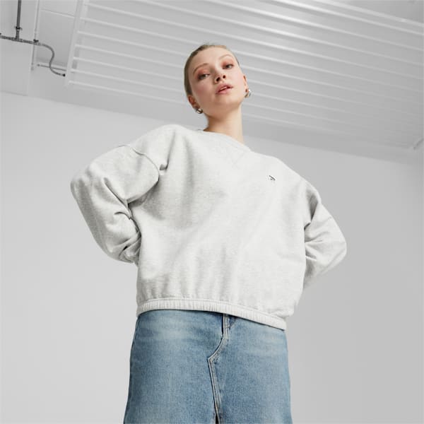 DOWNTOWN Women's Oversized Sweatshirt, Light Gray Heather, extralarge
