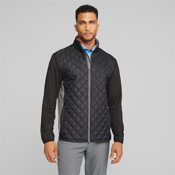 Men's Golf Frost Quilted Jacket, PUMA Black-Slate Gray, extralarge-GBR