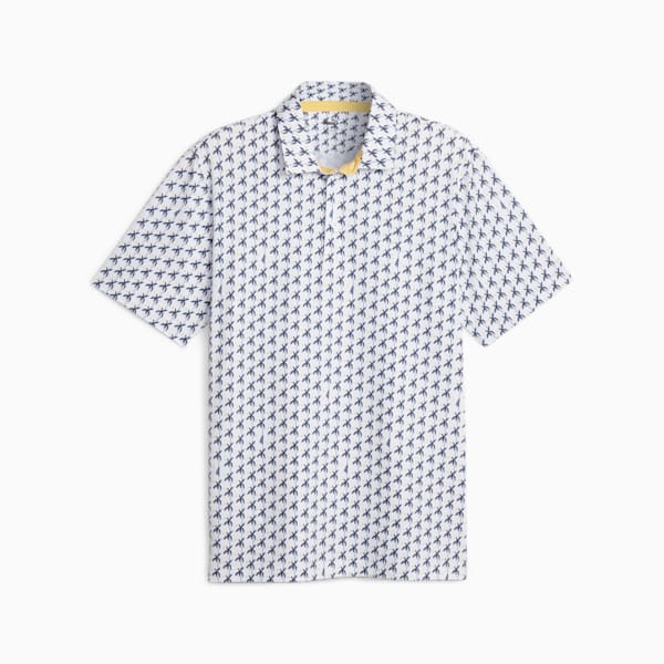 MATTR Palms Men's Golf Polo, White Glow-Navy Blazer, extralarge-GBR