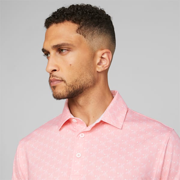 MATTR Palms Men's Golf Polo, Peach Smoothie-White Glow, extralarge-GBR