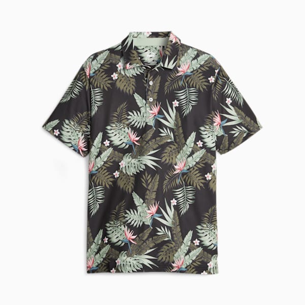 Cloudspun Aloha Men's Golf Polo, PUMA Black-Eucalyptus, extralarge