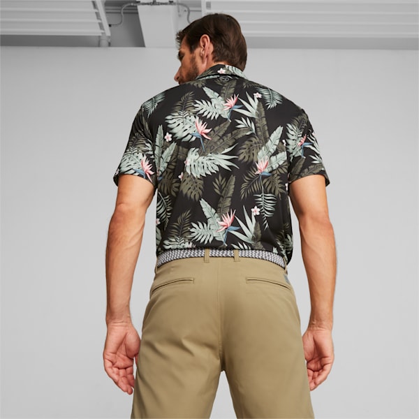 Cloudspun Aloha Men's Golf Polo, PUMA Black-Eucalyptus, extralarge