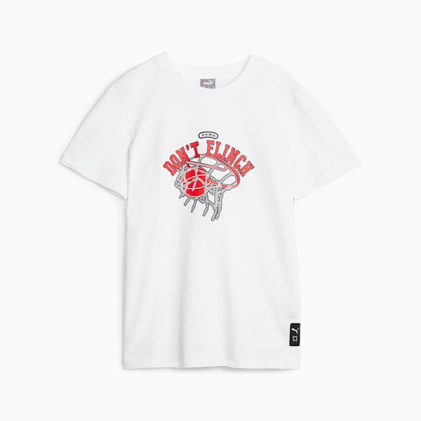 Playera estampada de básquetbol para adolescentes, PUMA White, extralarge