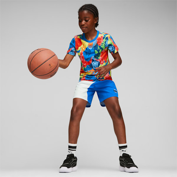 T-shirt imprimé de basketball, jeunes, PUMA Black, extralarge