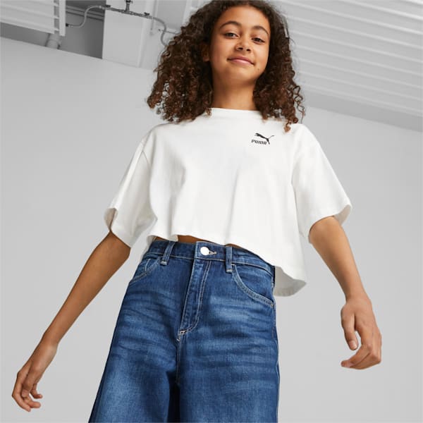 Classics Big Kids' Cropped Tee, PUMA White, extralarge