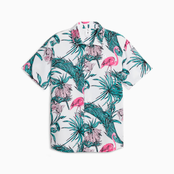PUMA x PALM TREE CREW Men's Button Down Golf Shirt, White Glow-Charming Pink, extralarge-GBR