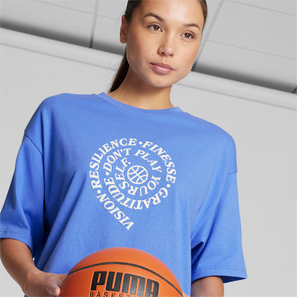 PUMA HOOPS x SKYLAR Culture Women's Basketball Tee, Blue Glimmer, extralarge