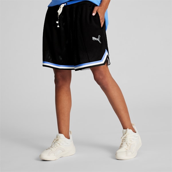 Shorts de básquetbol para mujer Skylar Hoops Culture, Frosted Ivory-PUMA Black, extralarge
