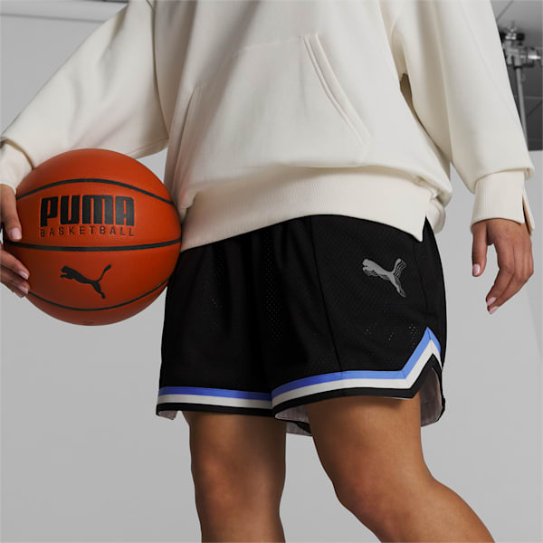 Skylar Hoops Culture Women's Basketball Shorts, Frosted Ivory-PUMA Black, extralarge-GBR