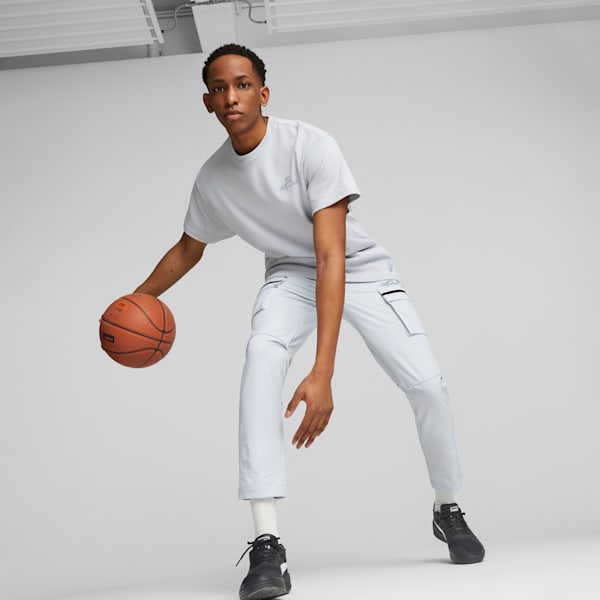 Above the Clouds Men's Basketball Sweatpants, Platinum Gray, extralarge