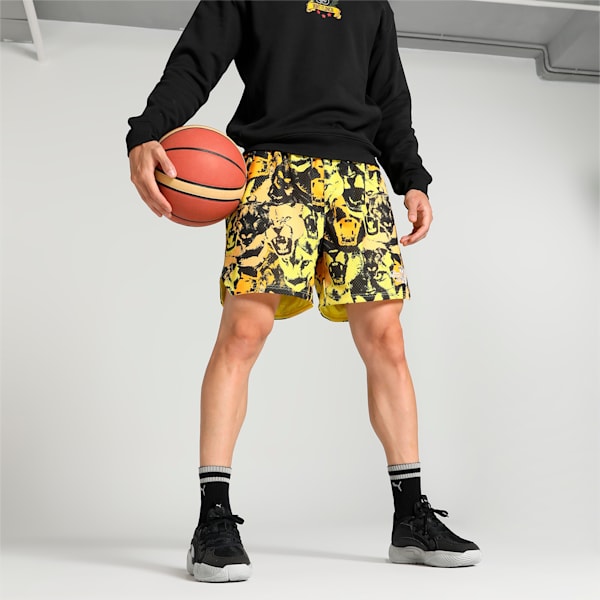 Franchise Men's Printed Basketball Shorts, Lemon Meringue-AOP, extralarge-IND
