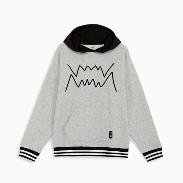 メンズ バスケットボール フランチャイズ コア フーディー, Light Gray Heather-PUMA Black, extralarge-JPN