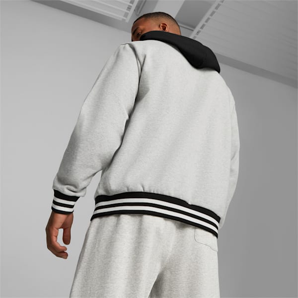 メンズ バスケットボール フランチャイズ コア フーディー, Light Gray Heather-PUMA Black, extralarge-JPN