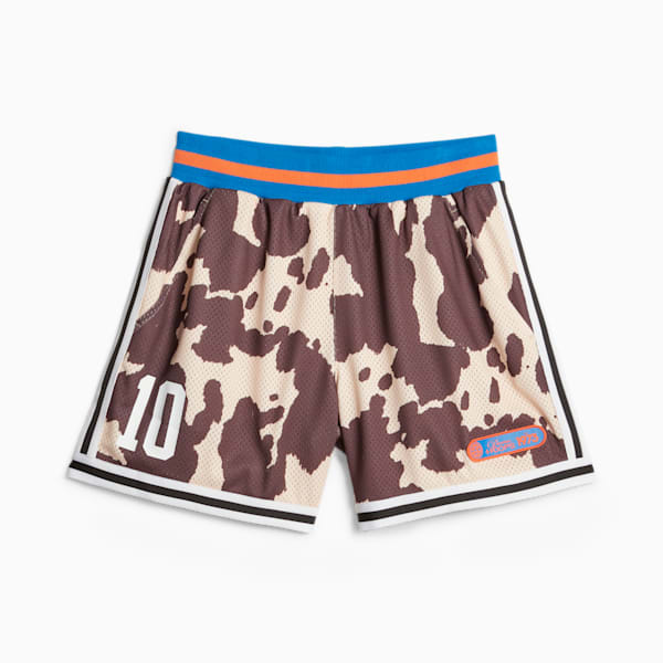 Clyde's Closet Men's Basketball Shorts, Sand Dune-Chestnut Brown-AOP, extralarge