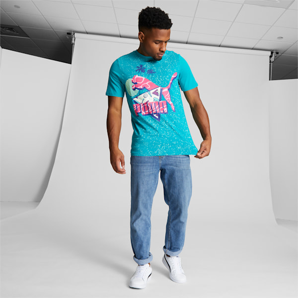 T-shirt Spring Fling Classics AOP, homme, Deep Aqua, extralarge