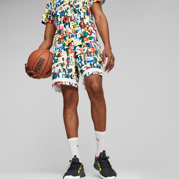 Trash Talk Men's Basketball Shorts, PUMA White-AOP, extralarge-IDN