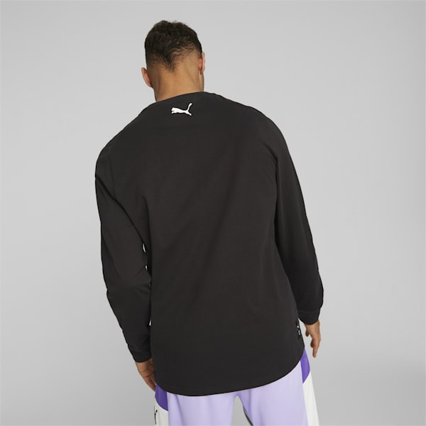 メンズ バスケットボール ブループリント グラフィック 長袖 Tシャツ, PUMA Black, extralarge-AUS