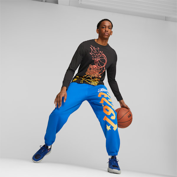 メンズ バスケットボール ブループリント グラフィック Tシャツ 長袖, PUMA Black, extralarge-JPN