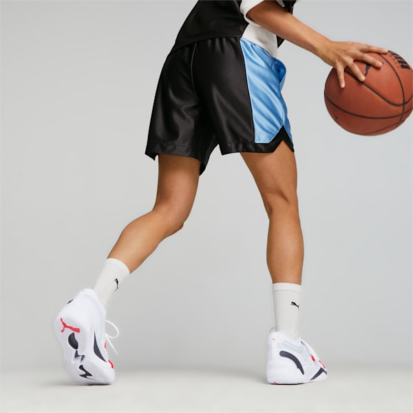 Gold Standard Women's Basketball Shorts, PUMA Black-Team Light Blue, extralarge-GBR