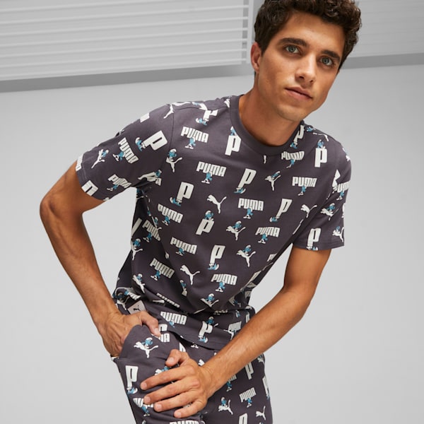 PUMA x THE SMURFS Men's T-shirt, Dark Coal-AOP, extralarge-IND