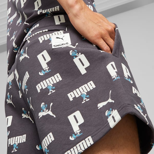 PUMA x THE SMURFS Men's Shorts, Dark Coal-AOP, extralarge