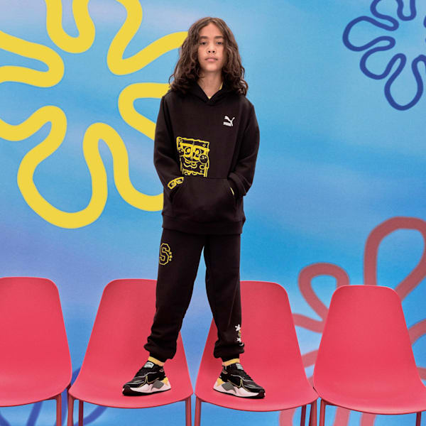 Pants de sarga para adolescentes PUMA x SPONGEBOB SQUAREPANTS, PUMA Black, extralarge