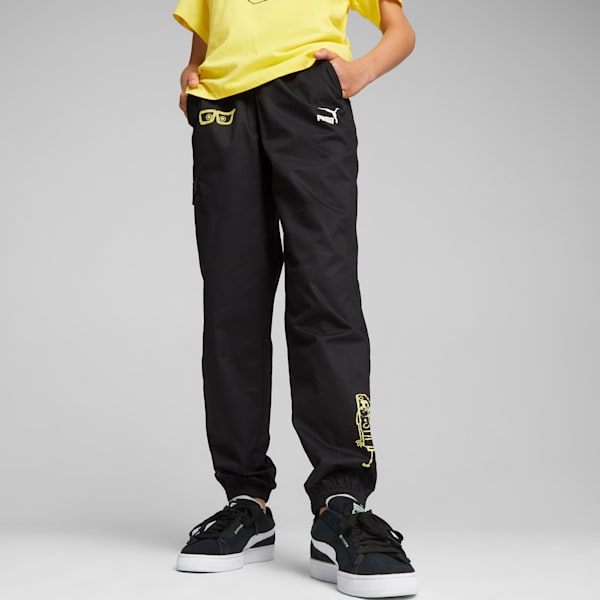 PUMA x SPONGEBOB Youth Twill Pants, PUMA Black, extralarge-IND