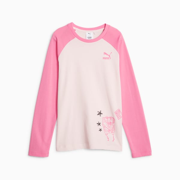 PUMA x SPONGEBOB SQUAREPANTS Youth Long Sleeve T-shirt, Frosty Pink, extralarge-IND