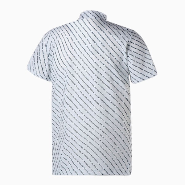 メンズ ゴルフ グラフィック ストライプ 半袖 モックネック シャツ, Bright White, extralarge-JPN