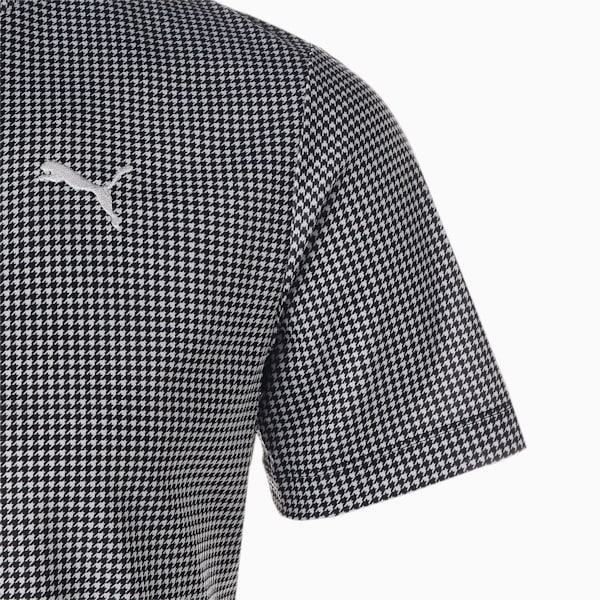 メンズ ゴルフ HOUNDTOOTH グラフィック 半袖 モックネック ポロシャツ, PUMA Black, extralarge-JPN