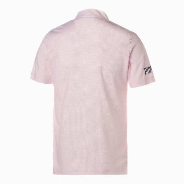 メンズ ゴルフ 千鳥柄 グラフィック 半袖 モックネック ポロシャツ, Pearl Pink, extralarge-JPN