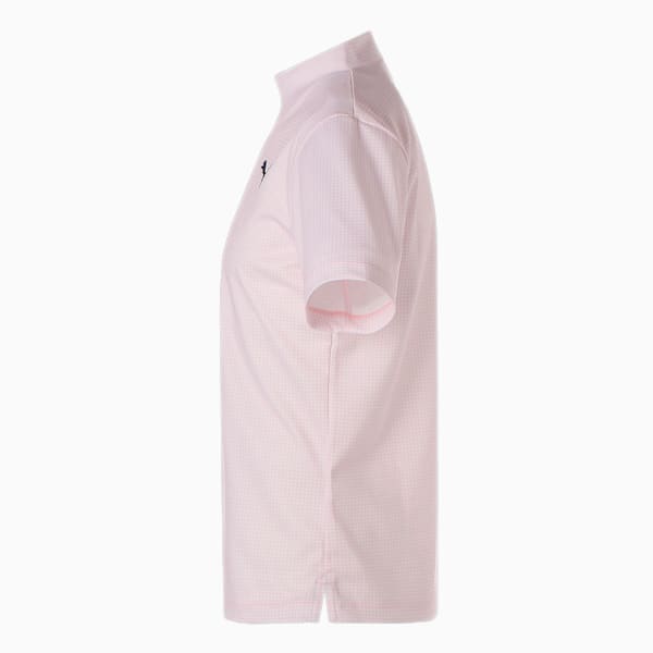 メンズ ゴルフ 千鳥柄 グラフィック 半袖 モックネック ポロシャツ, Pearl Pink, extralarge-JPN