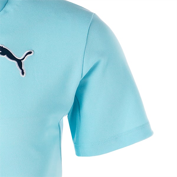 メンズ ゴルフ リブ襟 半袖 モックネック シャツ, Tropical Aqua