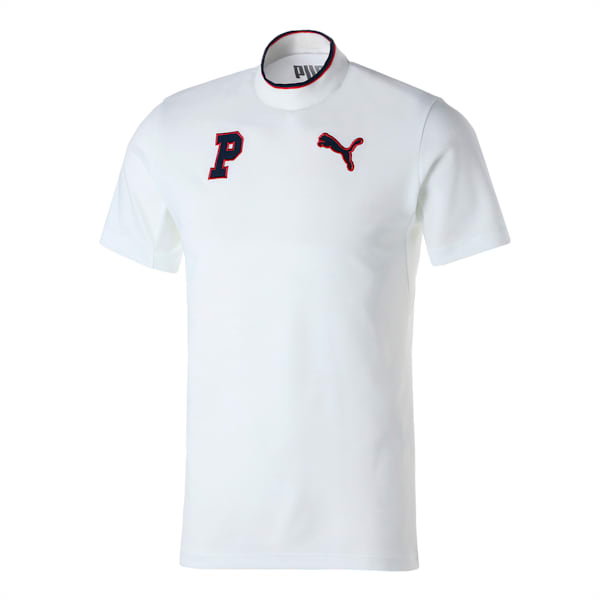 メンズ ゴルフ RIB 半袖 モックネック ポロシャツ, Bright White, extralarge-JPN