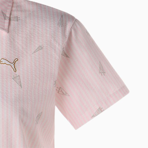 ウィメンズ ゴルフ フラッグ プリント シアサッカー 半袖 ポロシャツ, Pearl Pink, extralarge-JPN