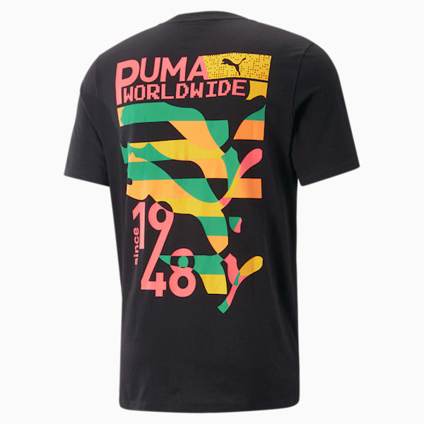 Puma Worldwide Graphic Unisex Regular Fit T-Shirt, PUMA Black, extralarge-IND