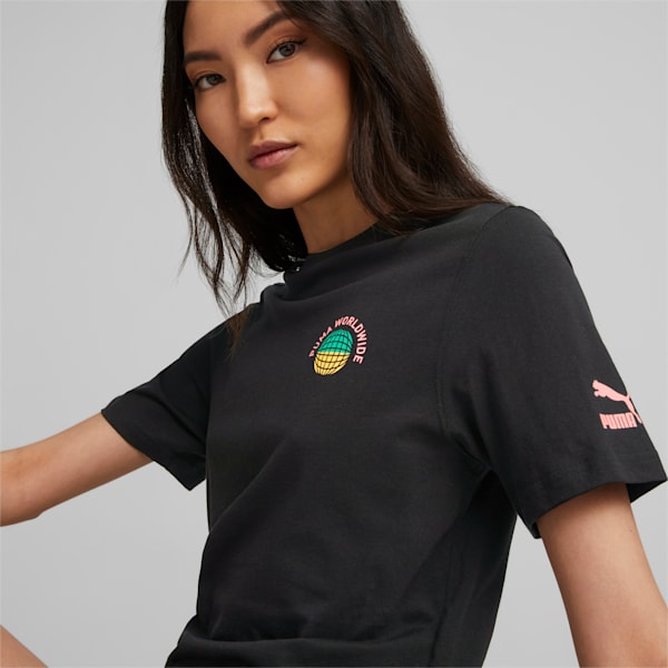 Puma Worldwide Graphic Unisex Regular Fit T-Shirt, PUMA Black, extralarge-IND