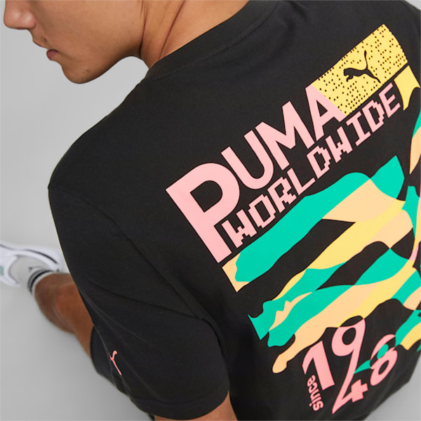 Puma Worldwide Graphic Unisex Regular Fit T-Shirt, PUMA Black, extralarge-IND