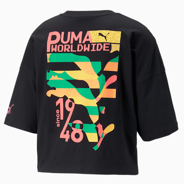 Puma Worldwide Graphic Women's Oversized T-Shirt, PUMA Black, extralarge-IND