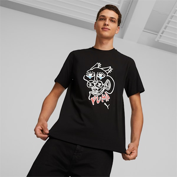 Camiseta estampada Crying Cat para hombre, PUMA Black, extralarge