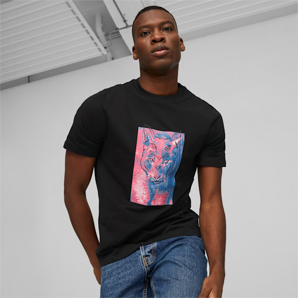 Camiseta estampada Mirage Cat para hombre, PUMA Black, extralarge