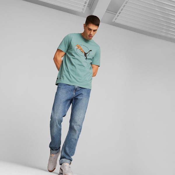Real Cat Graphic Men's Tee, Adriatic, extralarge