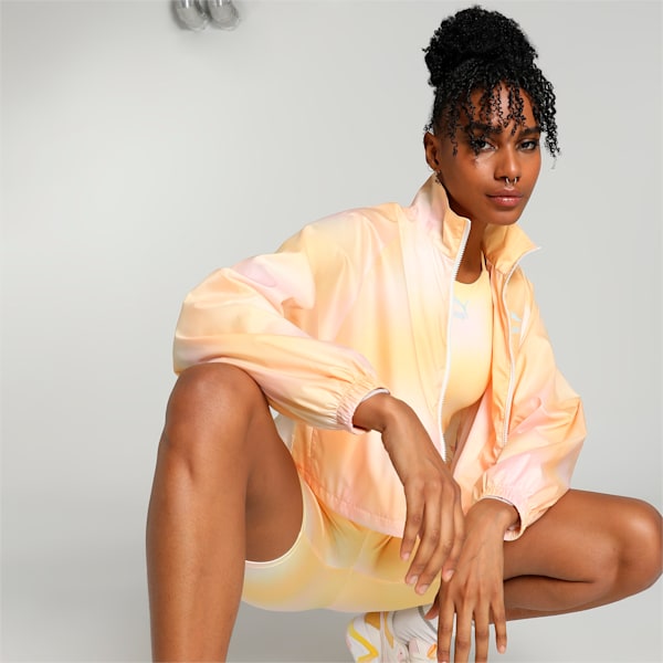 Classics Printed Women's Woven Jacket, Flaxen, extralarge-IND