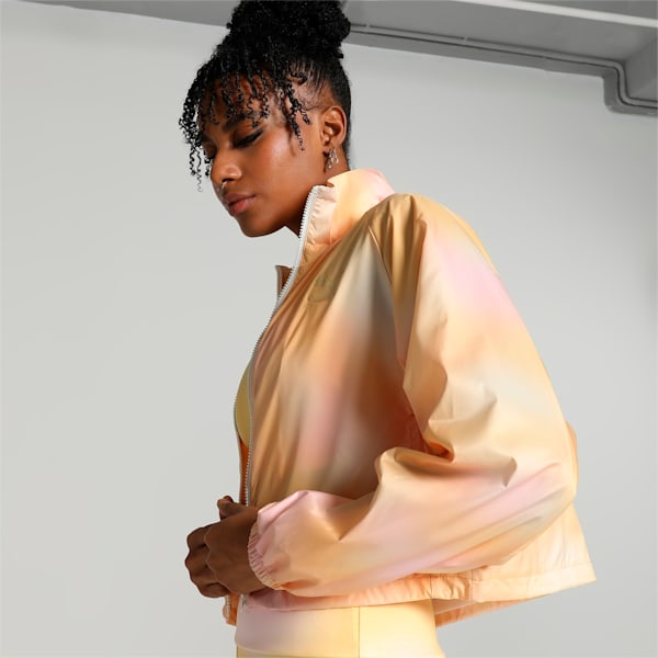 Classics Printed Women's Woven Jacket, Flaxen, extralarge-IND