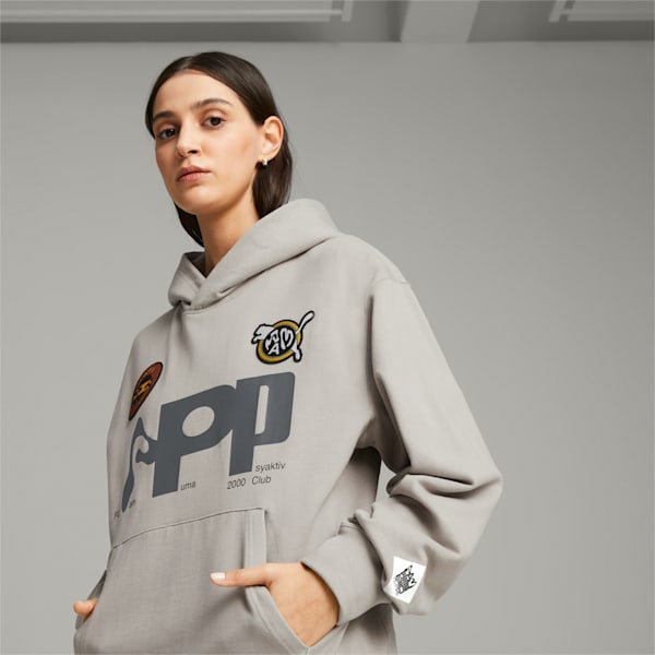 PUMA x PERKS AND MINI Graphic Hoodie, Concrete Gray, extralarge-GBR