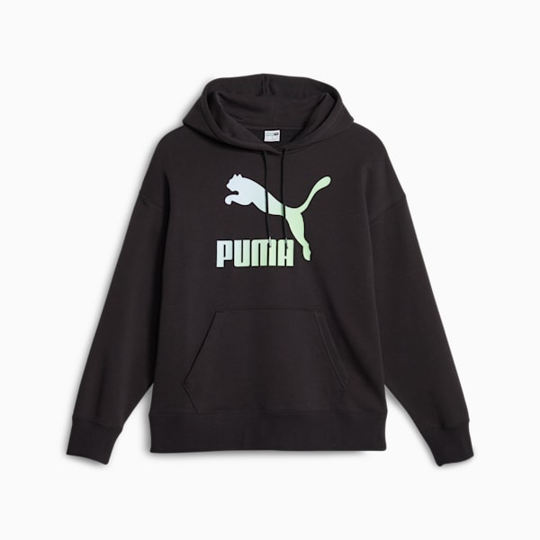 Classics Logo Infill Women's Hoodie, PUMA Black-Beach Days, extralarge