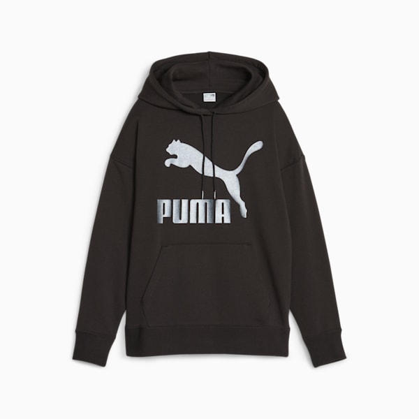 Classics Women's Logo Hoodie, PUMA Black-Shimmer, extralarge