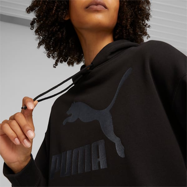 Sudadera con capucha y logo para mujer Classics, PUMA Black-Shimmer, extralarge