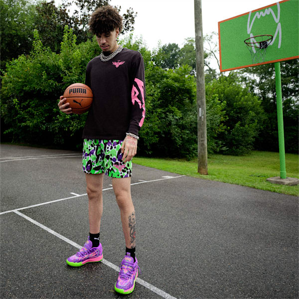 MELO x TOXIC Men's Basketball Shorts, Green Gecko, extralarge-AUS