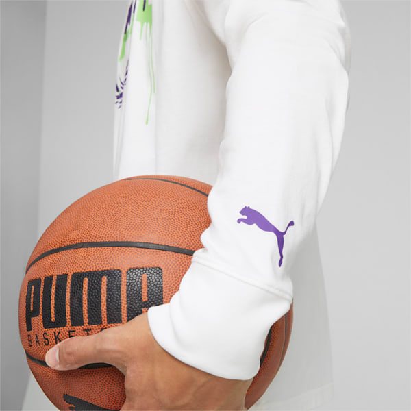 MELO X TOXIC Men's Long Sleeve Basketball T-shirt, PUMA White, extralarge-IND